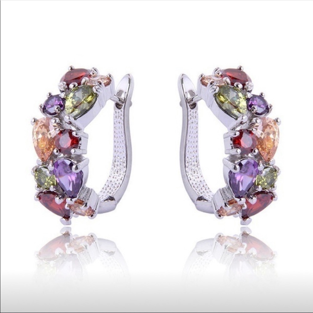 Colorful 925 sterling silver hoop earrings
